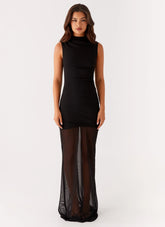 Fondly Mesh Maxi Dress - Black