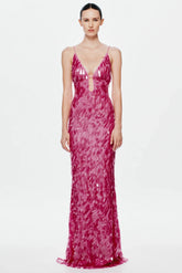 Misha Sapphire Sequin Maxi Dress - Fuchsia