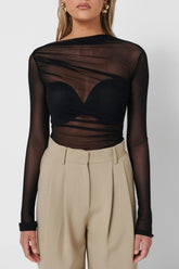 Mauve Mesh Bodysuit - Black