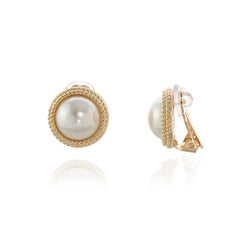 Cachet London Elan Pearl Gold Clip On Earrings