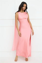 Love Decadence Satin Maxi Dress Pink