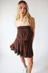 Sequin Flower Strapless Mini Dress