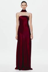 Misha Lilia Satin Gown - Port