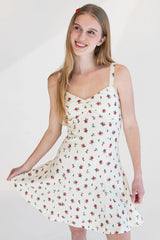 Rose Print Fit & Flare Mini Dress