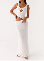 Livette - White Crochet Maxi Dress