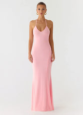Jolin Halter Maxi Dress - Baby Pink