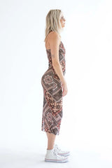 Mesh Dark Patchwork Maxi Dress