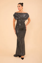 Atom Label Gunmetal Platinum Gown