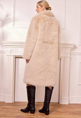 Angeleye Coffee Long Cream Faux Fur Coat