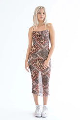 Mesh Dark Patchwork Maxi Dress