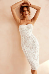 Styling Melody Lace Midi Dress - White