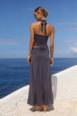 Indiana Keyhole Halter Top - Slate