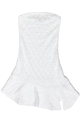 Strapless Split Hem Lace Mini Dress