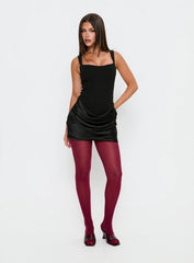 Ryana Corset Drape Mini Dress Black