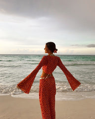 Elorine – Long Sleeve Wrap Set with Maxi Skirt