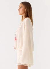 Junia Long Sleeve Mini Dress - Velvet Bloom