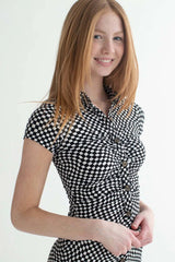 Tripping Checkers Ruched Shirt Dress
