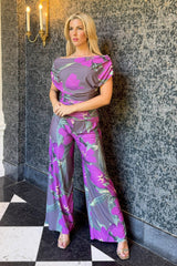 Atom Label Lily Print Carbon jumpsuit in magenta