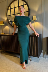 Atom Label Forest Green Platinum Maxi Gown