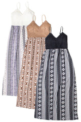 Lace Top Border Print Maxi Dress