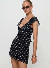 I Guess So Mini Dress Black Polka Dot Petite